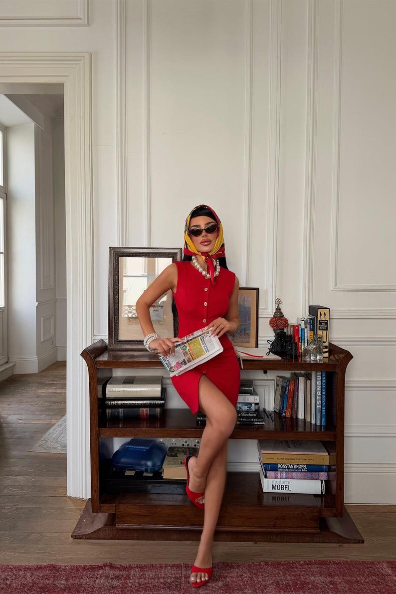 Loading Button Card Red Button Front Mini Dress | Sleeveless Peplum Waist Party Dress - Etsy
