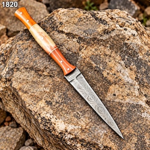 Daggers Real Knife Handmade and Real Leather Sheath Daggers Fantasy Knives Fantasy Daggers, Double Edge Knife Damascus Knives