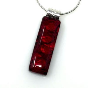 Burgundy Red Dichroic Glass Pendant, Fused Glass Jewelry, Red Necklace