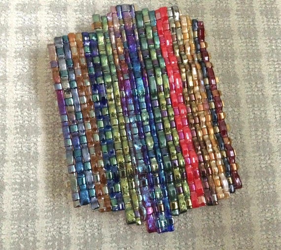Woven Iridescent Fused Glass Wall Art: Multi-Colored Weave