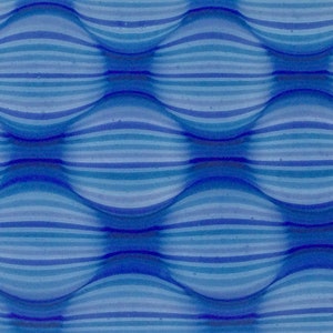 May include: A blue and white striped pattern with a wavy, textured surface. The pattern is repeated across the surface, creating a sense of depth and movement.