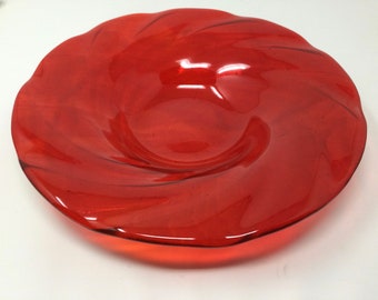 Rot Orange Geschmolzenes Glas Servierschale: Kunst Glas Herzstück