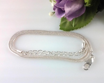 Collar de cadena de serpiente ajustable bañado en plata de 18 a 20 pulgadas, suministro de joyería