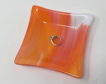Orange Gelb geschmolzene Glas Ringschale: Kunst Glas Tablett