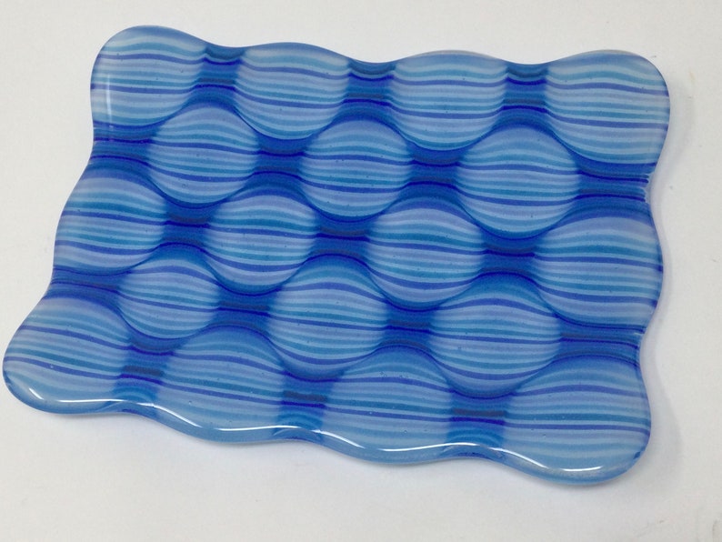 Fused Glass Optical Illusion Tray Blue Art Glass Dish Art Etsy