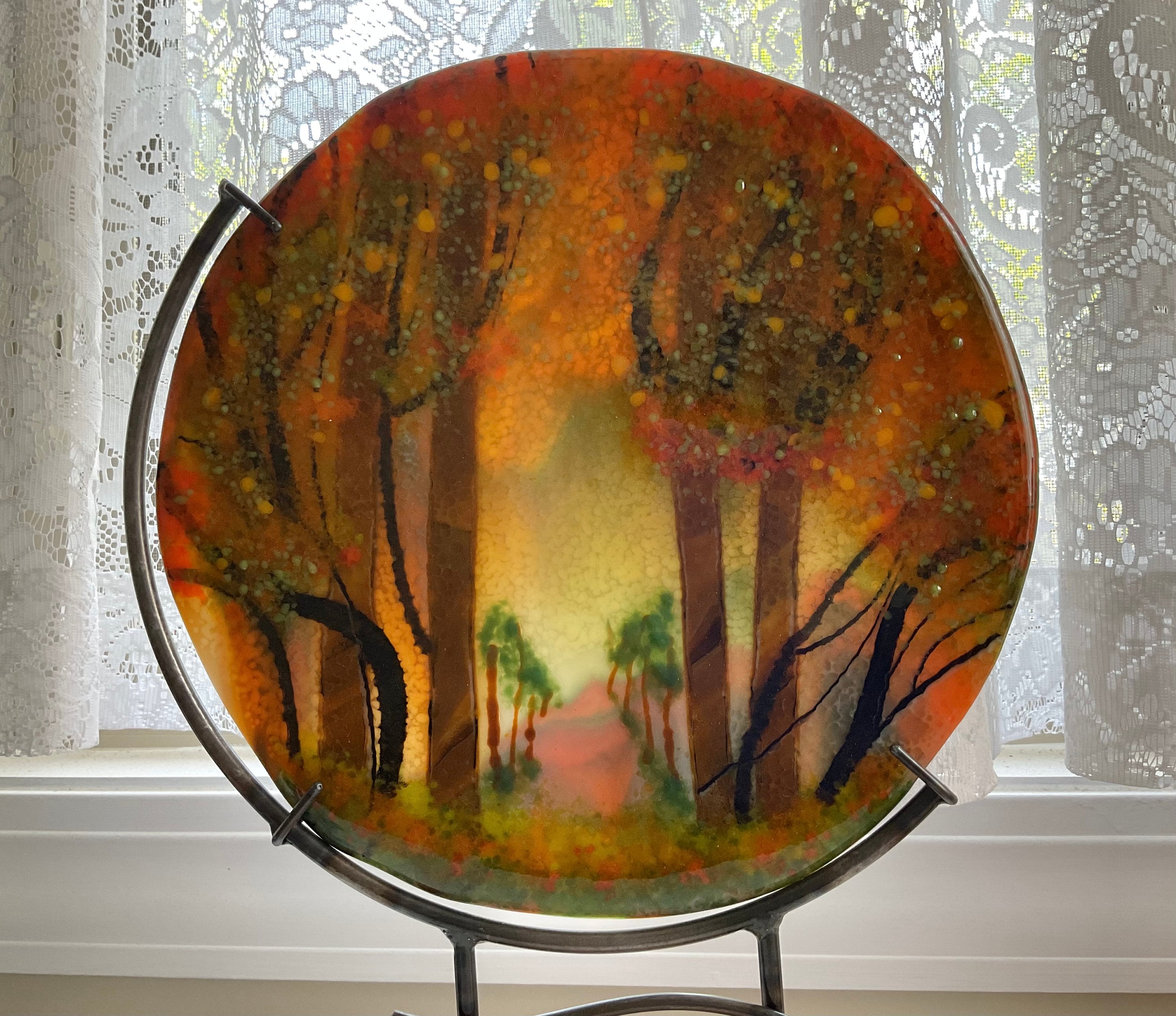 Vintage 90s Fused Glass Tree Buckle — Bold Forest Art-to-Wear Statement Fused Glass Enchanted Festive Forest - YouTube main image 3