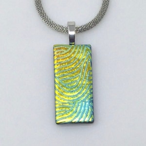 Gold Blau Halskette, Dichroic Glas Anhänger, Glasschmuck
