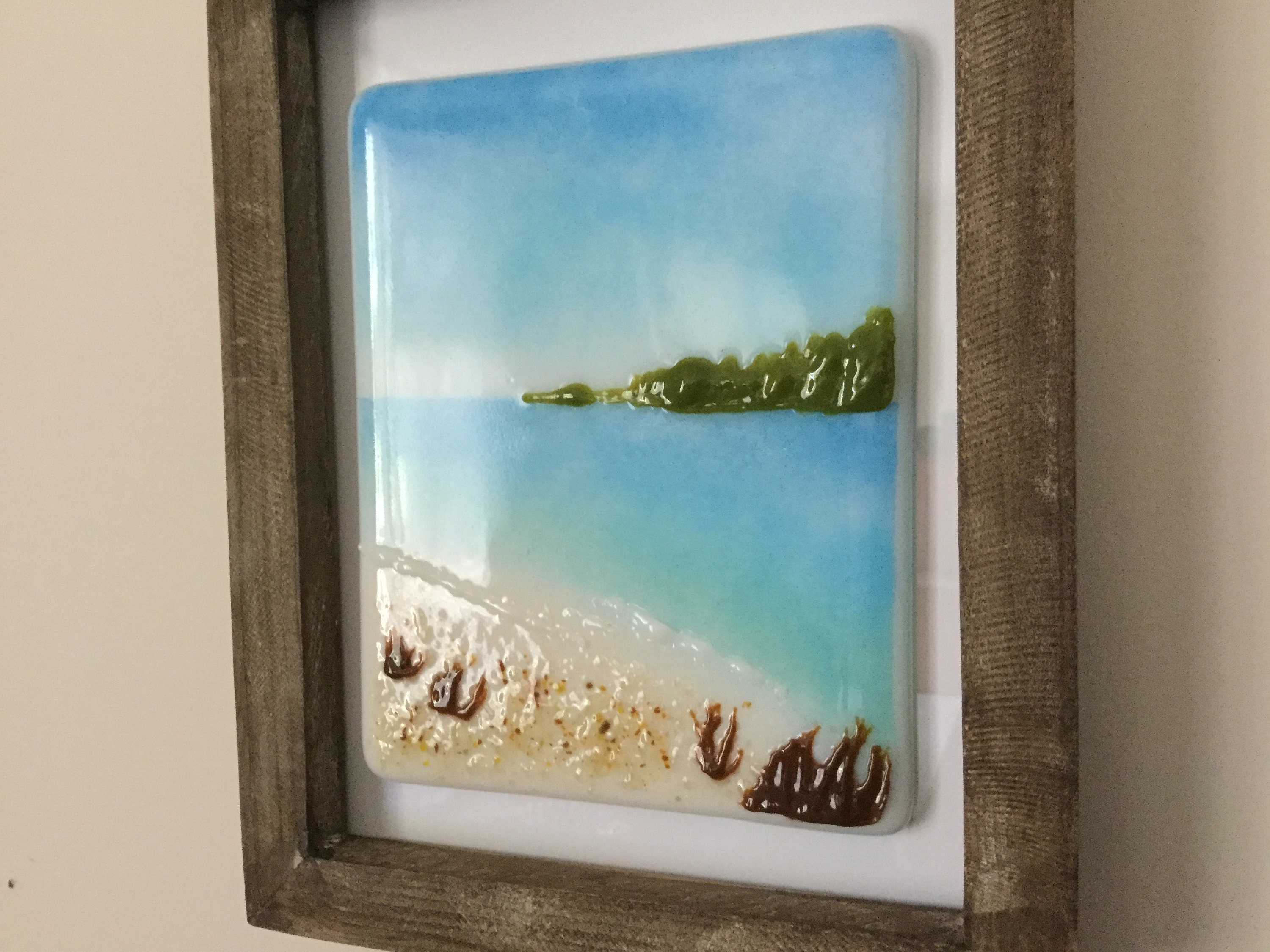 Fused Glass Seascape Beach Frit Glass Painting Seaside Etsy UK