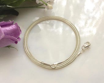 Collar de cadena de serpiente bañado en plata de 24 pulgadas, suministro de joyería