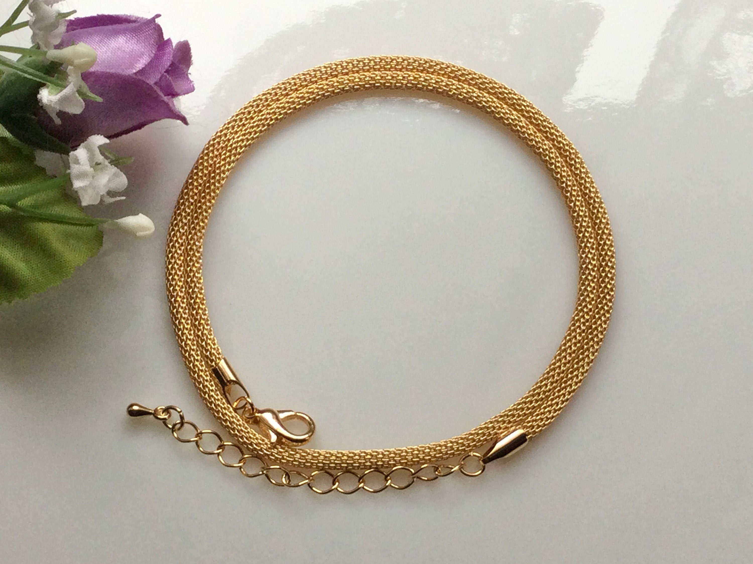 YELLOW GOLD SNAKE MESH NECKLACE