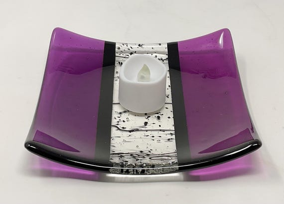 Purple Fused Glass Plate: Handmade Art Glass Serving Tray - Etsy