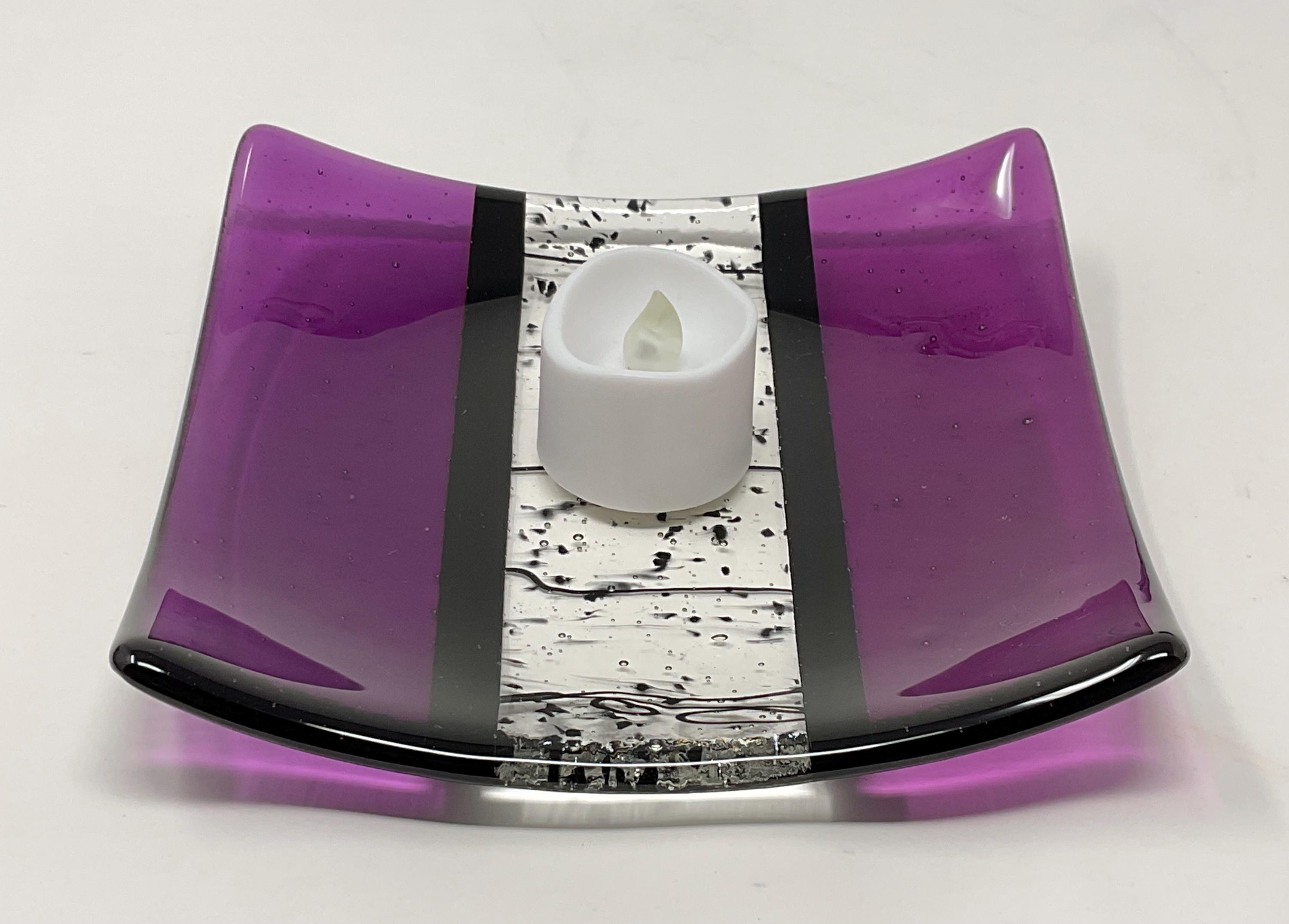 Purple Fused Glass Plate: Handmade Art Glass Serving Tray - Etsy