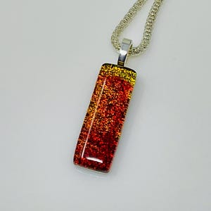 Red Gold Dichroic Glass Pendant, Fused Glass Jewelry, Dichroic Glass Necklace