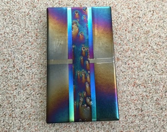 Fused Glass Wall Panel, Iridescent Dichroic Glass Art