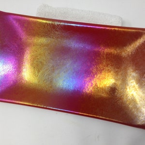 Iridescent Red Art Glass Tray, Fused Glass Dish, Red Decorative Vanity Tray