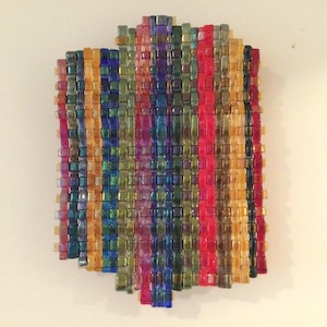 Woven Iridescent Fused Glass Wall Art: Multi-Colored Weave image 4