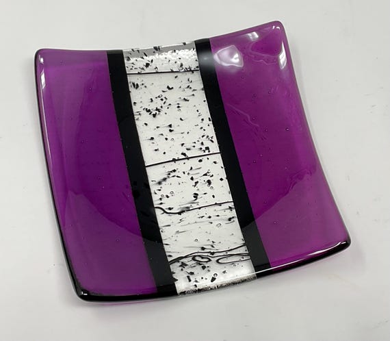 Purple Fused Glass Plate: Handmade Art Glass Serving Tray - Etsy