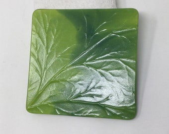 Leaf Textured Fused Glass Trivet, Art Glass Trivet, Forest Green Leaf Glass Trivet