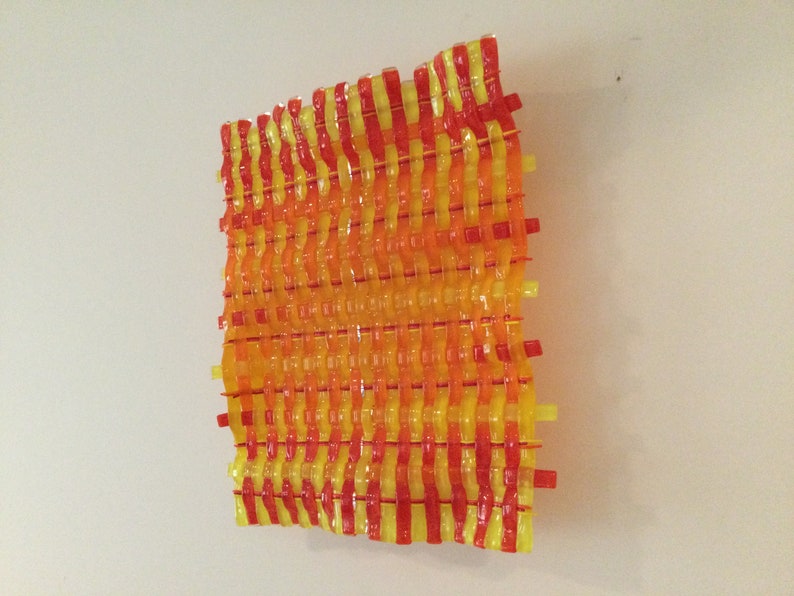 Woven Fused Glass Wall Art Red Orange Yellow Art Glass Weave Etsy