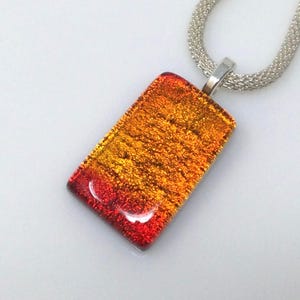 Red Gold Dichroic Glass Pendant, Fused Glass Jewelry, Dichroic Glass Necklace