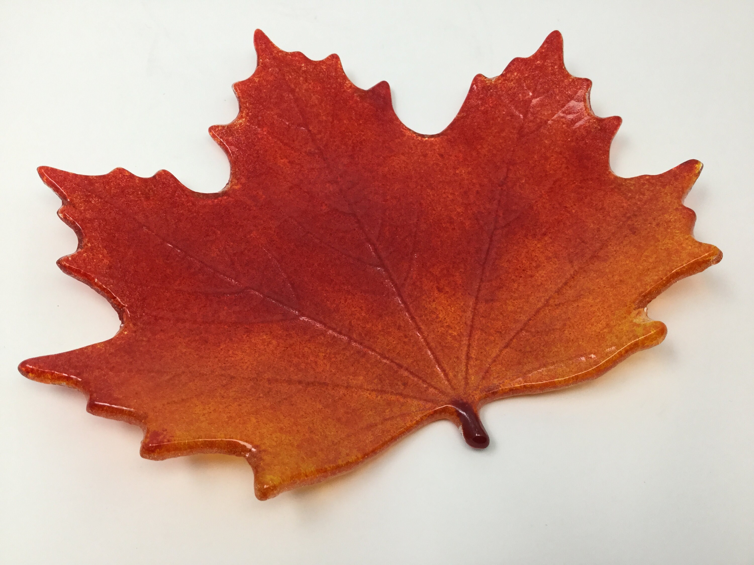 Fused Glass Maple Leaf Dish Autumn Maple Leaf Art Glass Plate Etsy