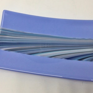 Blue Lavender Art Glass Tray, Fused Glass Dish, Glass Serving Tray