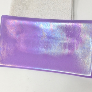 Iridescent Lavender Fused Glass Tray, Art Glass Dish, Lavender Decorative Vanity Tray