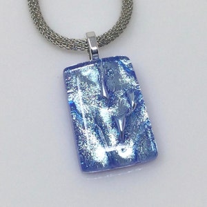 Silber Blau Dichroic Anhänger, Dichroic Glas Anhänger, Fusing Glas Schmuck