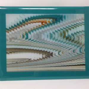 Fused Glass Strip Cut Wall Art, Turquoise Gray Brown Art Glass Wall Panel