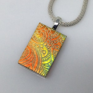 Orange Gold Halskette, Dichroic Glas Anhänger, Glasschmuck