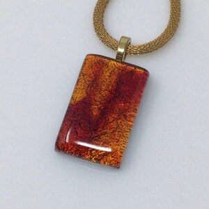 Red Gold Necklace, Dichroic Glass Pendant, Fused Glass Jewelry