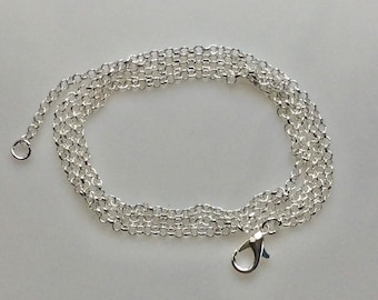 24 Inch Silver Plated Rolo Link Chain Necklace, Jewelry Supply