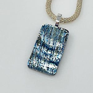 Silber Blau Dichroic Anhänger, Dichroic Glas Anhänger, Fusing Glas Schmuck