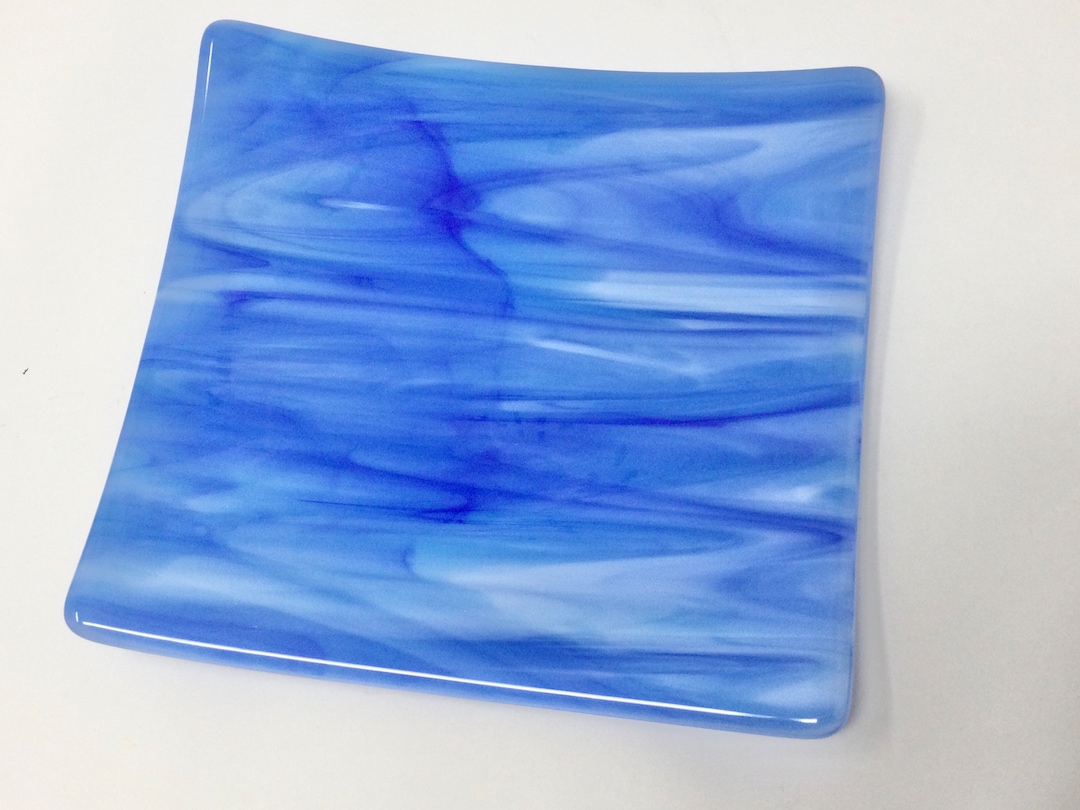 Blue Fused Glass Plate, Blue Art Glass Dish, Decorative Serving Tray Etsy
