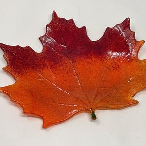 Geschmolzenes Glas Ahornblatt Teller, Herbst Ahornblatt Kunst Glasplatte