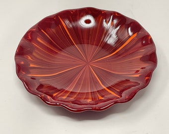 Red Orange Fused Glass Bowl, Art Glass Bowl, Abstract Decorative Bowl
