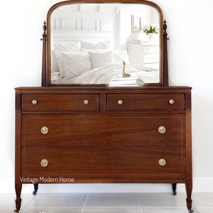 SOLD Restored Antique 1920's Victorian Dresser With Mirror