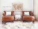 SOLD Pair of Cognac Leather Chairs and Ottomans with a Rich Patina by Lexington 
