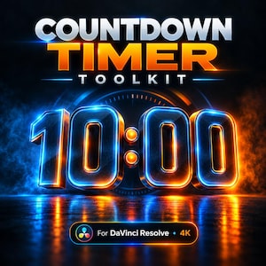 Countdown Timer DaVinci Resolve Templates, Animated Countdown Timer Video Pack, New Year Event Timer Overlay Graphics
