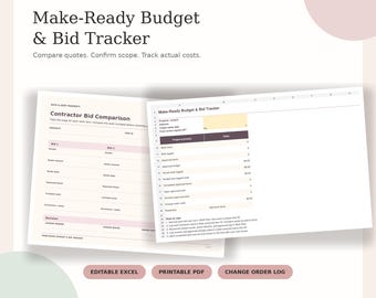 Plantilla de Excel para el seguimiento del presupuesto y las ofertas de preparación / Comparación de presupuestos de contratistas, costes de reparación y órdenes de cambio