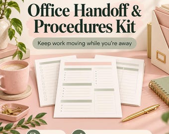 Kit de traspaso de información y procedimientos de oficina / Plantillas de procedimientos operativos estándar (SOP) para pequeñas empresas, formato Word editable y PDF rellenable.