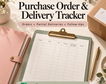 Sistema de seguimiento de pedidos y entregas / Hoja de cálculo de Excel, registro parcial de envíos y listas de verificación de recepción imprimibles.