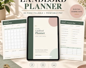 Landlord Planner PDF, Rental Property Management Organizer (Fillable, Printable)