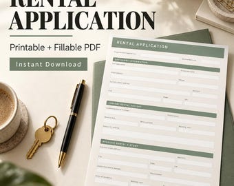 Formulario de solicitud de alquiler: Word editable, PDF imprimibles y rellenables, agregue el logotipo de su empresa.