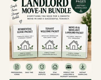 Landlord Move-In Bundle | Residential Lease, Tenant Welcome, Move-Out Forms (Digital Download)