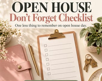 Lista de verificación para agentes inmobiliarios en jornadas de puertas abiertas / PDF imprimible y rellenable (tamaño carta estadounidense)