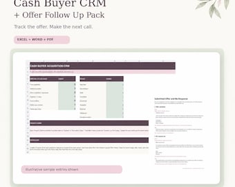 Paquete CRM para compradores al contado y seguimiento de ofertas / Herramientas para inversores inmobiliarios (descarga digital)