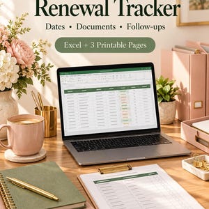 Gewerbelizenz- und Verlängerungs-Tracker | Excel-Tabelle für Genehmigungen, Ablaufdaten, Gebühren und druckbare Formulare