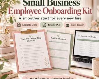 Kit de incorporación de empleados para pequeñas empresas / Word editable, PDF rellenable y Excel para el seguimiento de nuevos empleados