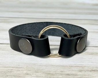 Widow bracelet, keepsake bracelet, grief bracelet, loved one bracelet, leather bracelet for a ring, wear your ring on a bracelet
